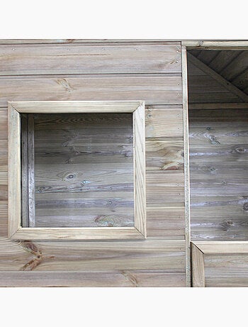Cabane en bois traité avec terrasse et banc HEIDI