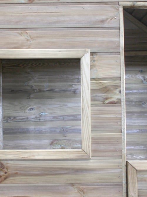 Cabane en bois traité avec terrasse et banc HEIDI - Kiabi