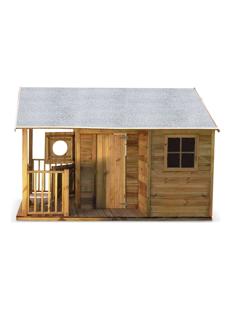 Cabane enfant bois de pin 4,5m² Rose Marron - Kiabi