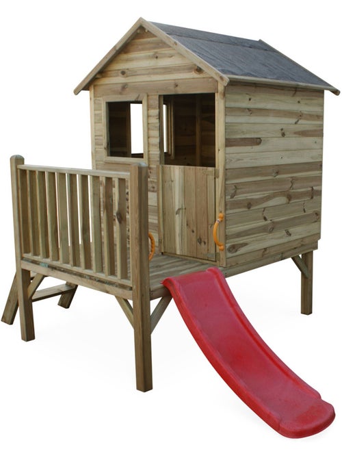 Cabane enfant bois de pin sur pilotis 2m² Magnolia - Kiabi