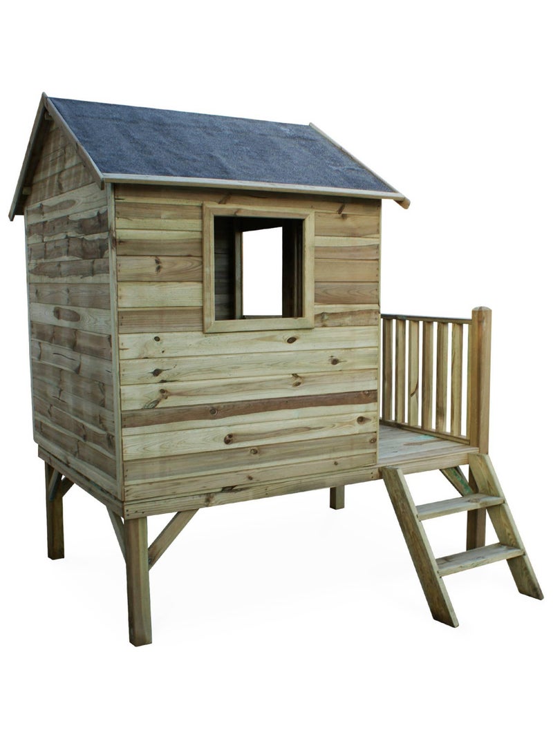 Cabane enfant bois de pin sur pilotis 2m² Magnolia Marron - Kiabi