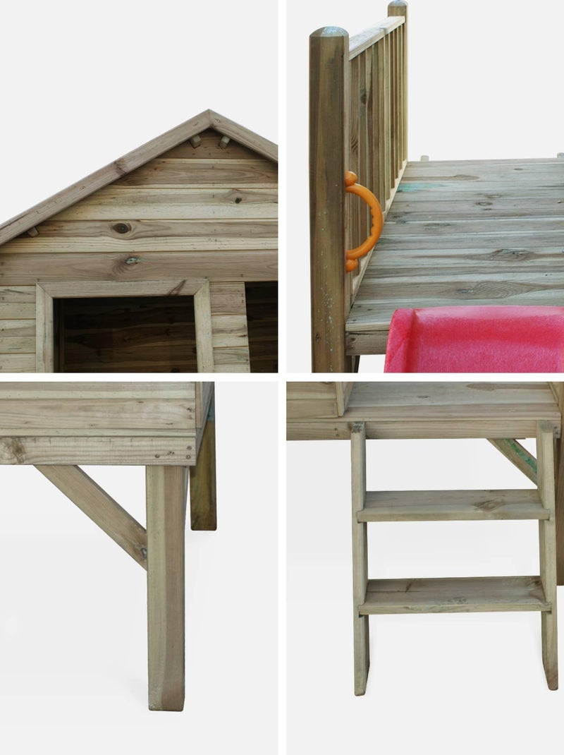 Cabane enfant bois de pin sur pilotis 2m² Magnolia Marron - Kiabi