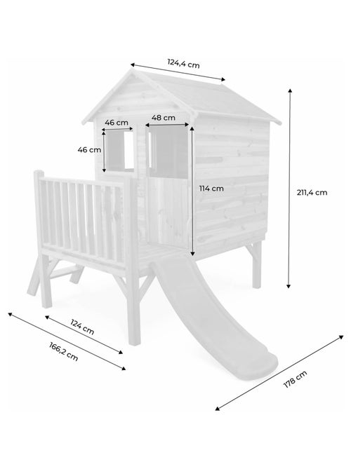 Cabane enfant bois de pin sur pilotis 2m² Magnolia - Kiabi