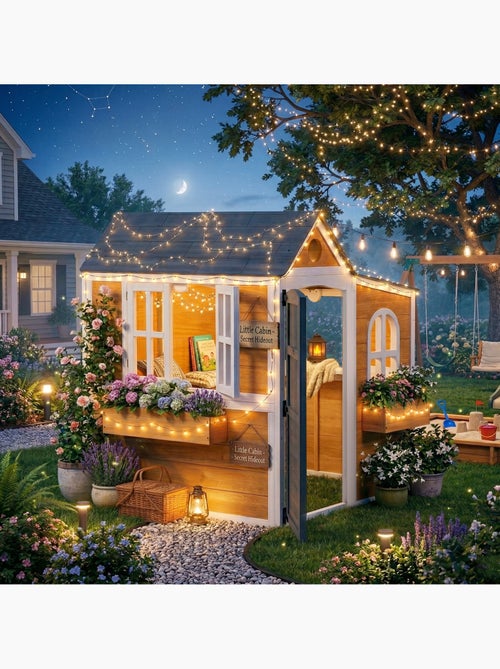 Cabane enfant maisonnette de jardin bois - Kiabi