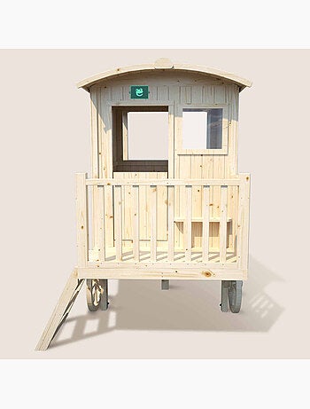Cabane roulotte en bois sur pilotis pour enfants CARRY