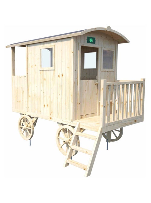 Cabane roulotte en bois sur pilotis pour enfants CARRY - Kiabi