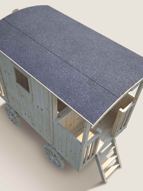 Cabane roulotte en bois sur pilotis pour enfants CARRY - Kiabi