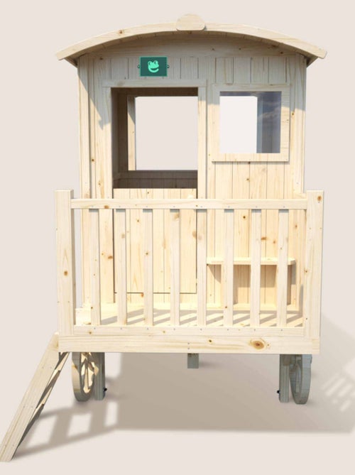Cabane roulotte en bois sur pilotis pour enfants CARRY - Kiabi