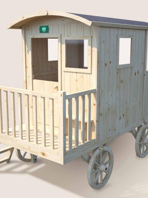 Cabane roulotte en bois sur pilotis pour enfants CARRY - Kiabi