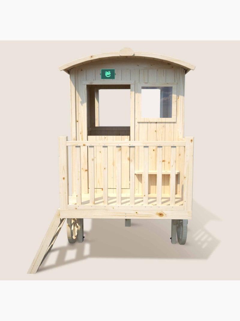 Cabane roulotte en bois sur pilotis pour enfants CARRY Marron - Kiabi