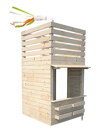 Cabane tour en bois avec comptoir et bac à sable SHOPPING