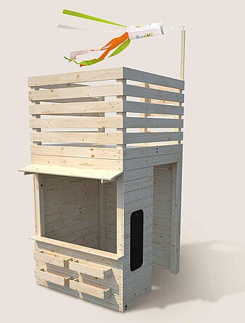 Cabane tour en bois avec comptoir et bac à sable SHOPPING