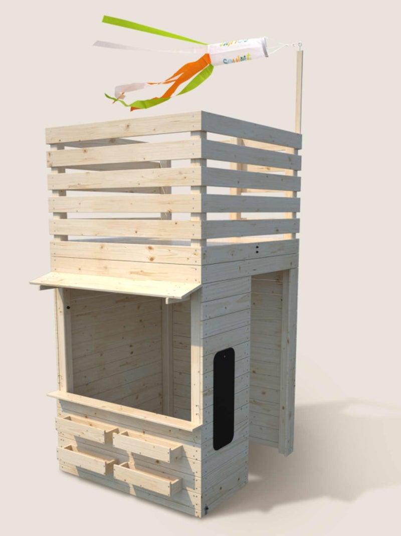 Cabane tour en bois avec comptoir et bac à sable SHOPPING Marron - Kiabi
