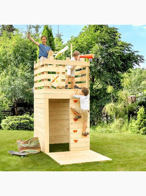 Cabane tour en bois avec mur d'escalade KNIGHT - Kiabi