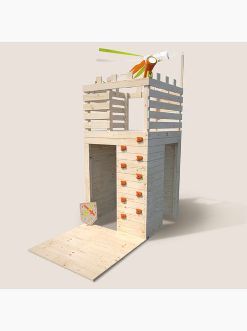 Cabane tour en bois avec mur d'escalade KNIGHT - Kiabi