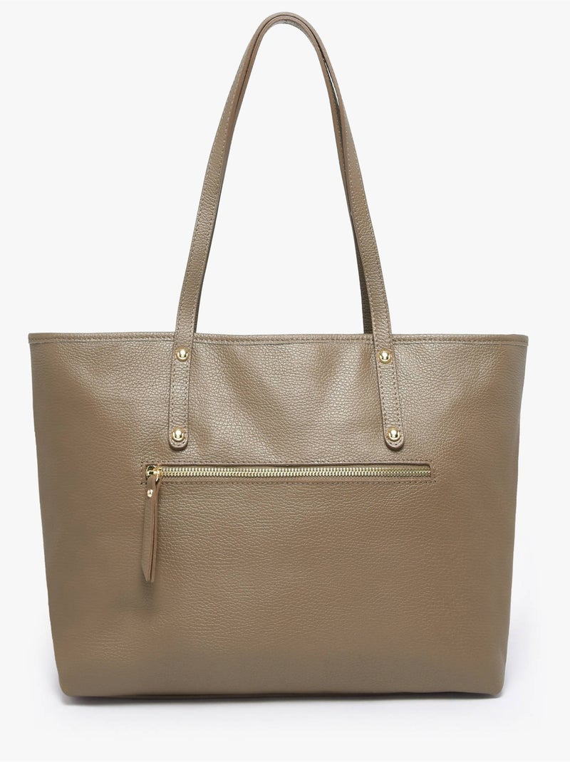 Cabas caviar cuir milano cuir de vachette Beige Métal - Kiabi