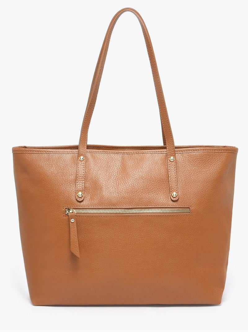 Cabas caviar cuir milano cuir de vachette Marron tabac - Kiabi