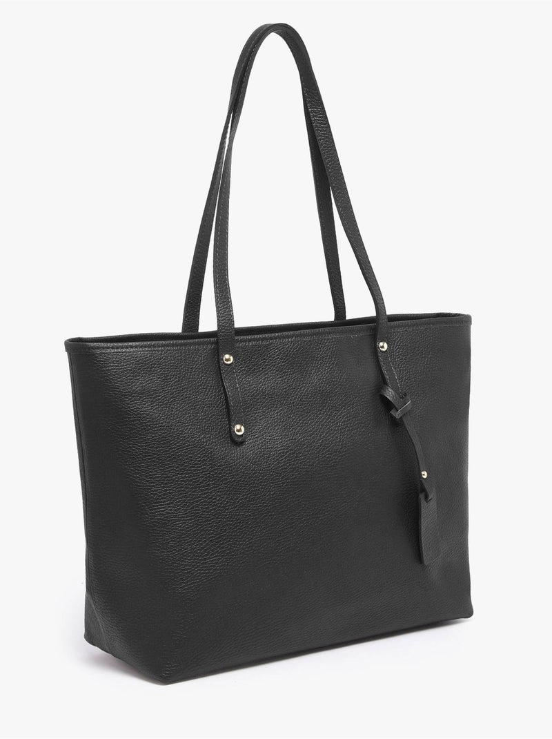 Cabas caviar cuir milano cuir de vachette Noir Noir - Kiabi
