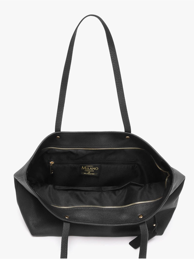Cabas caviar cuir milano cuir de vachette Noir Noir - Kiabi