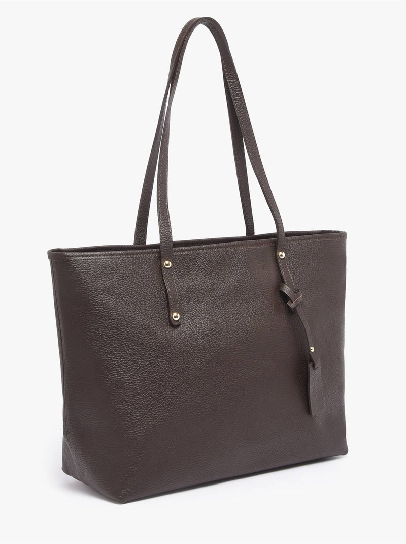 Cabas caviar cuir milano cuir de vachette Noir Rouge Noir - Kiabi
