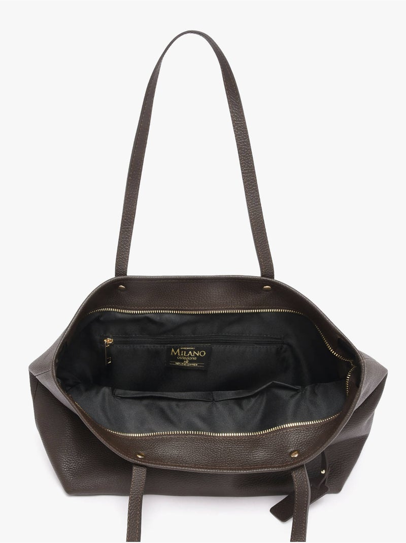 Cabas caviar cuir milano cuir de vachette Noir Rouge Noir - Kiabi
