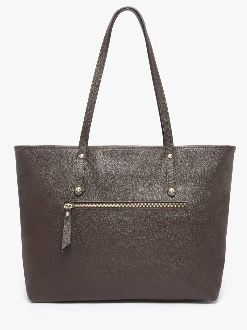 Cabas caviar cuir milano cuir de vachette Noir Rouge Noir - Kiabi