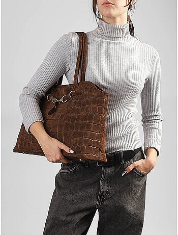 Cabas velvet croco cuir milano cuir de vachette