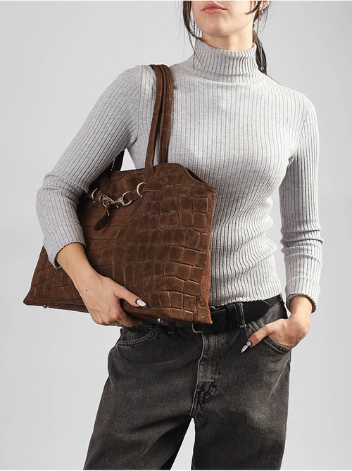 Cabas velvet croco cuir milano cuir de vachette - Kiabi