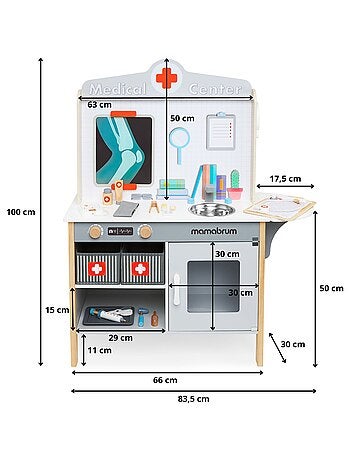 Cabinet médical en bois avec 20 accessoires mamabrum