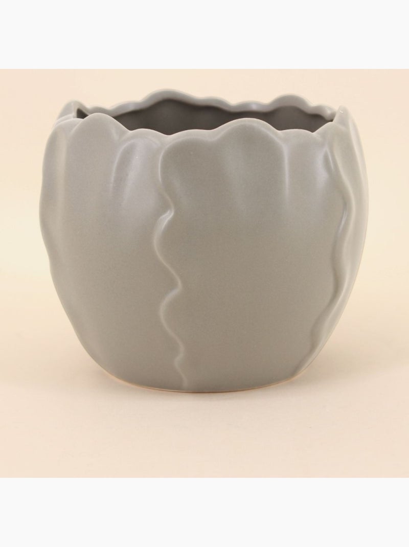 Cache pot céramique festonné 13x10cm Vert - Kiabi