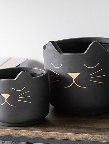 Cache pot de Fleurs Chat Noir