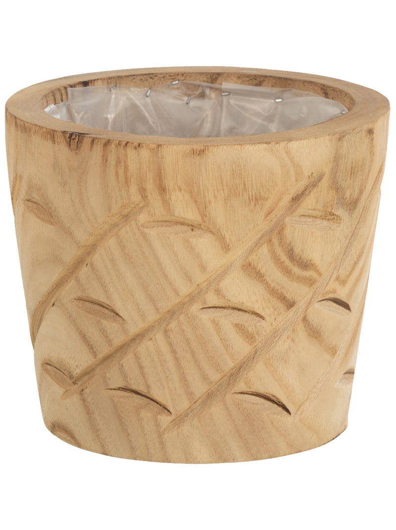 Cache pot en bois naturel 17 cm Beige - Kiabi