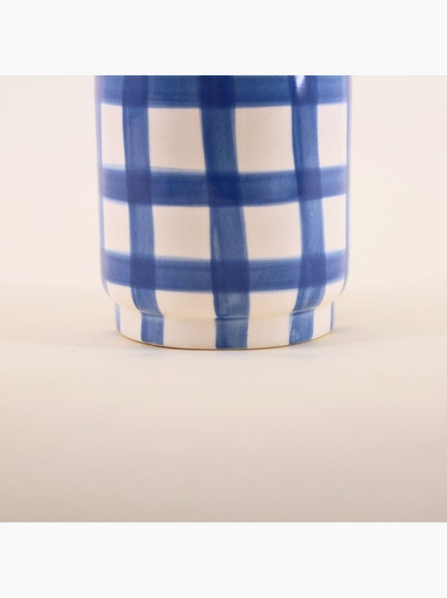 Cache pot en céramique à damiers bleu / blanc 9cm - Kiabi