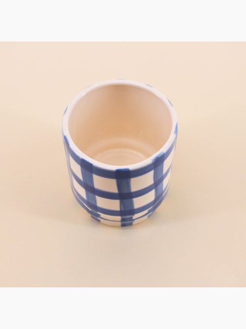 Cache pot en céramique à damiers bleu / blanc 9cm - Kiabi