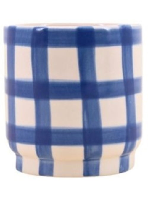 Cache pot en céramique à damiers bleu / blanc 9cm - Kiabi