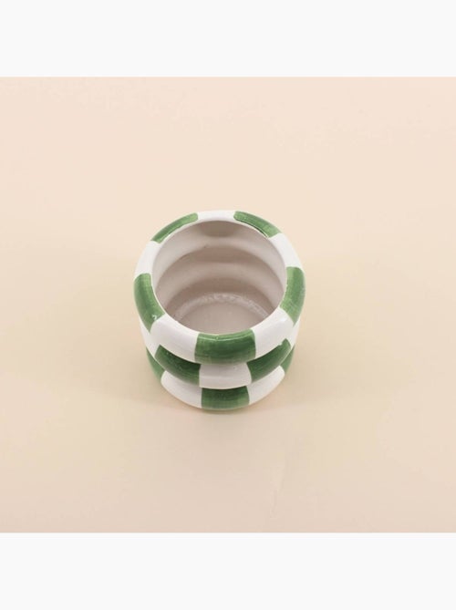 Cache pot en céramique à damiers vert / blanc, H10cm - Kiabi