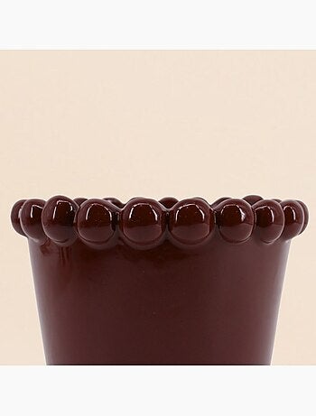 Cache-pot en céramique avec perles bordeaux 16cm