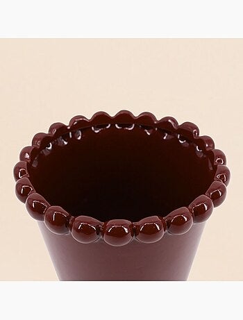 Cache-pot en céramique avec perles bordeaux 16cm