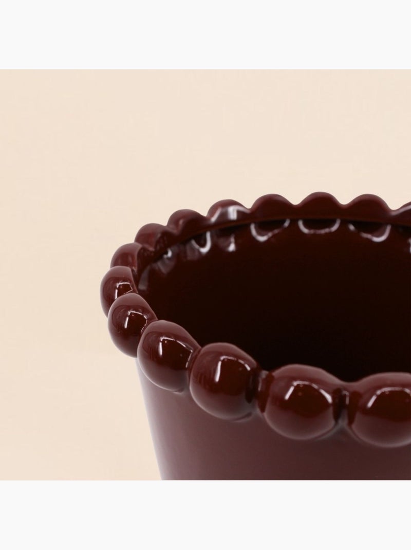 Cache-pot en céramique avec perles bordeaux 16cm Bordeaux - Kiabi