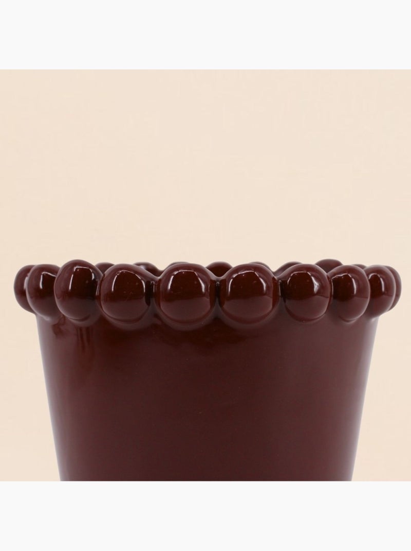Cache-pot en céramique avec perles bordeaux 16cm Bordeaux - Kiabi