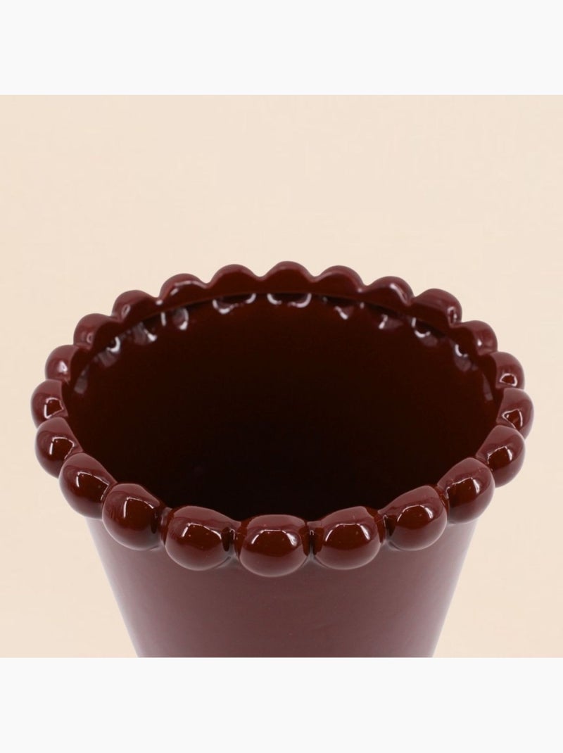 Cache-pot en céramique avec perles bordeaux 16cm Bordeaux - Kiabi