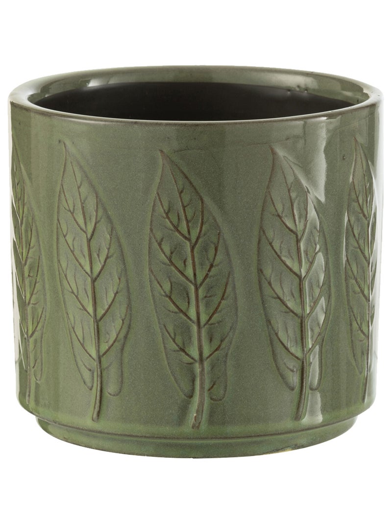Cache pot en céramique feuillage Vert - Kiabi