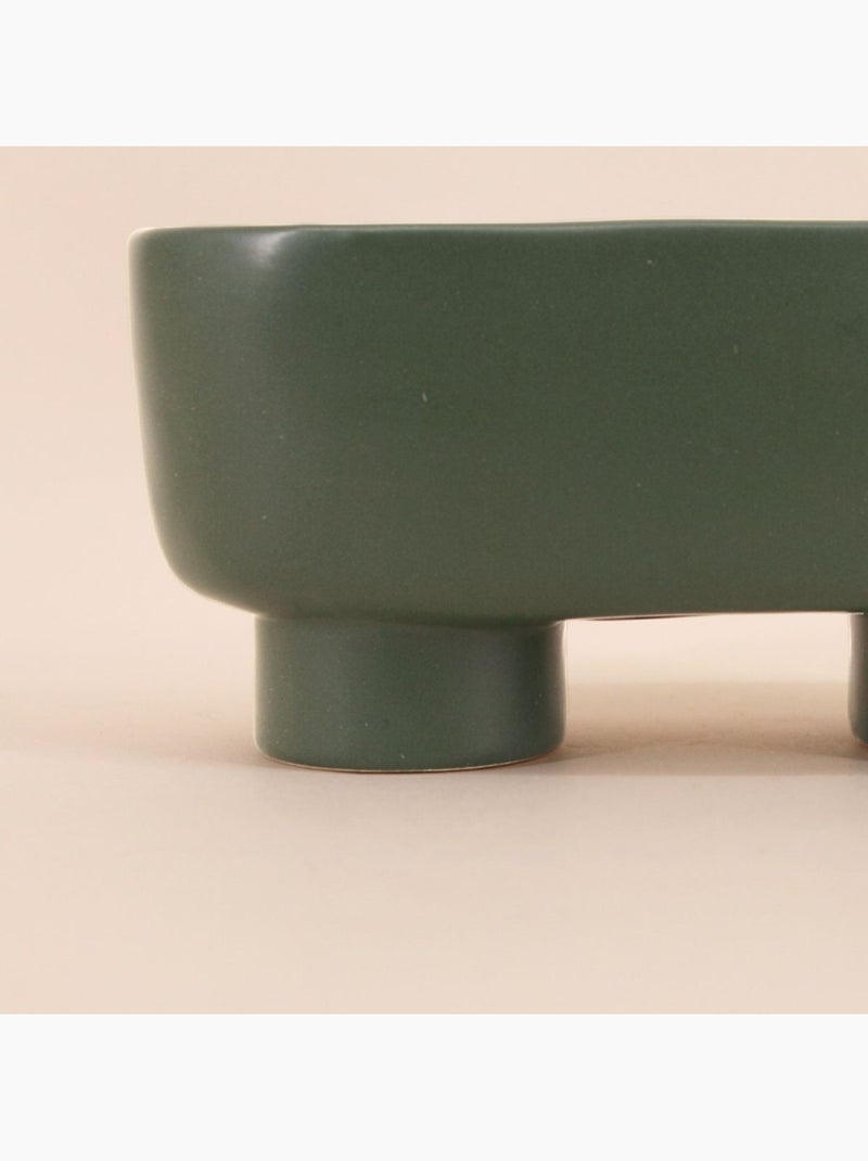 Cache pot en céramique ovale sur pieds vert 20cm Vert - Kiabi