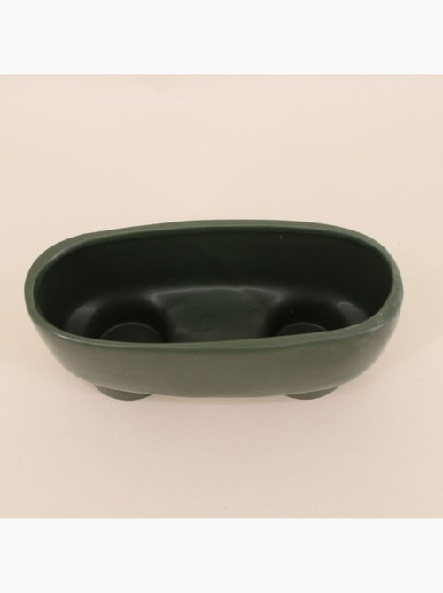 Cache pot en céramique ovale sur pieds vert 20cm - Kiabi Cache pot en céramique ovale sur pieds vert 20cm - Kiabi