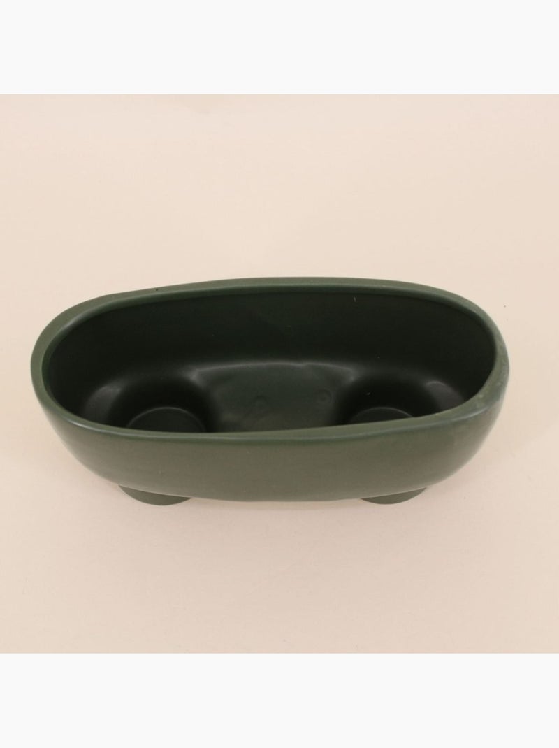 Cache pot en céramique ovale sur pieds vert 20cm Vert - Kiabi
