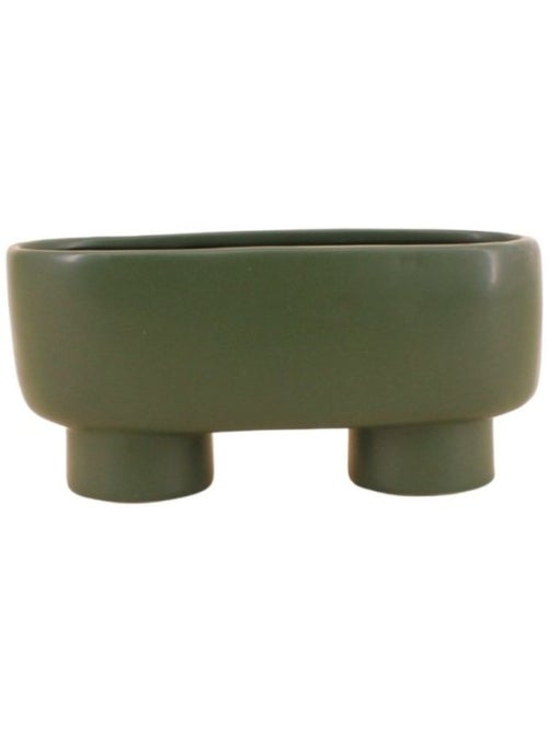 Cache pot en céramique ovale sur pieds vert 20cm - Kiabi Cache pot en céramique ovale sur pieds vert 20cm - Kiabi