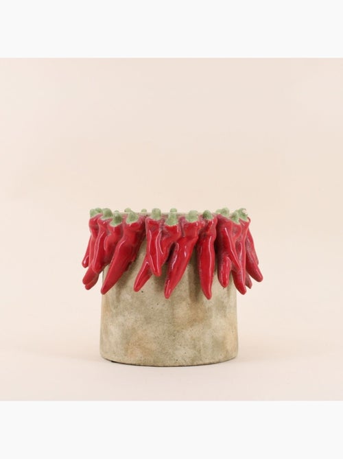 Cache pot en céramique piments rouge relief d24x20cm - Kiabi