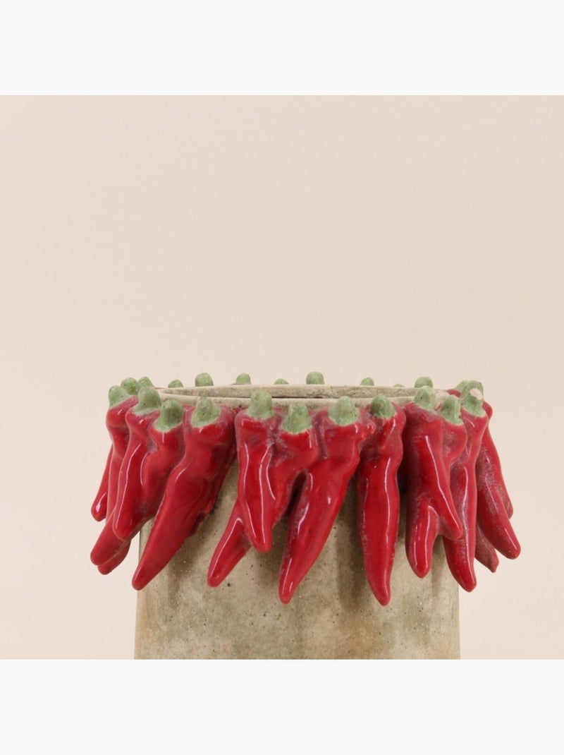 Cache pot en céramique piments rouge relief d24x20cm Rouge - Kiabi