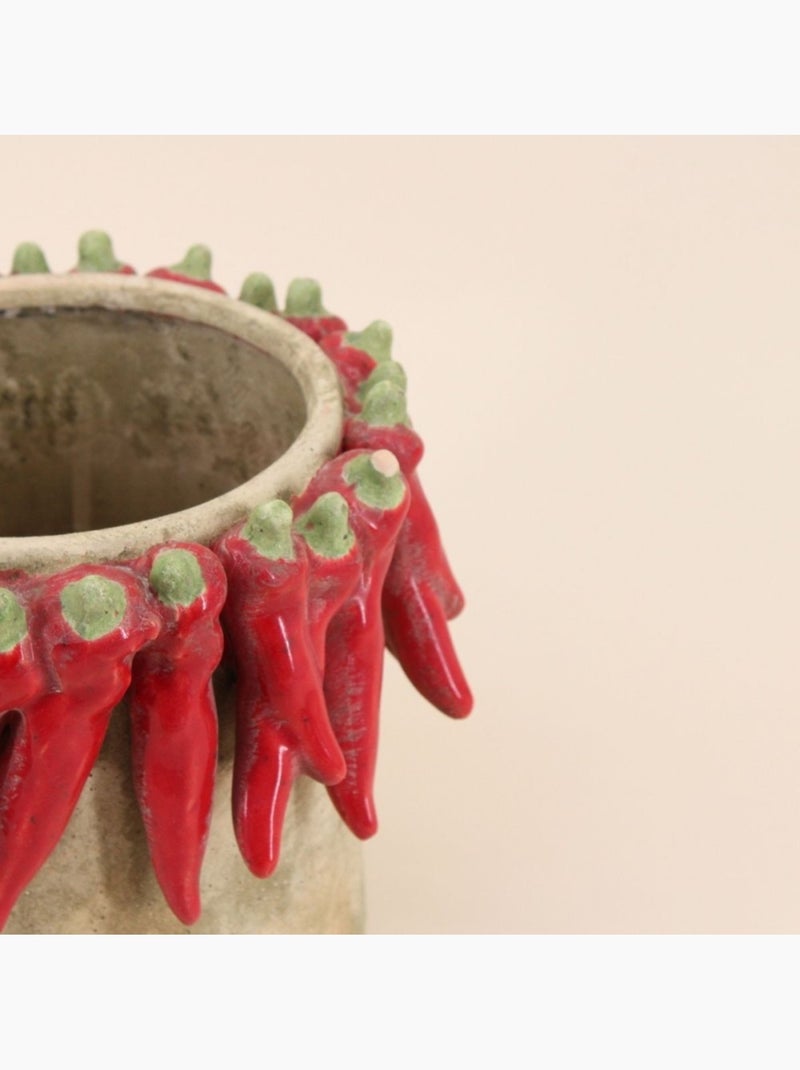 Cache pot en céramique piments rouge relief d24x20cm Rouge - Kiabi