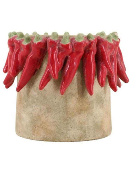 Cache pot en céramique piments rouge relief d24x20cm - Kiabi